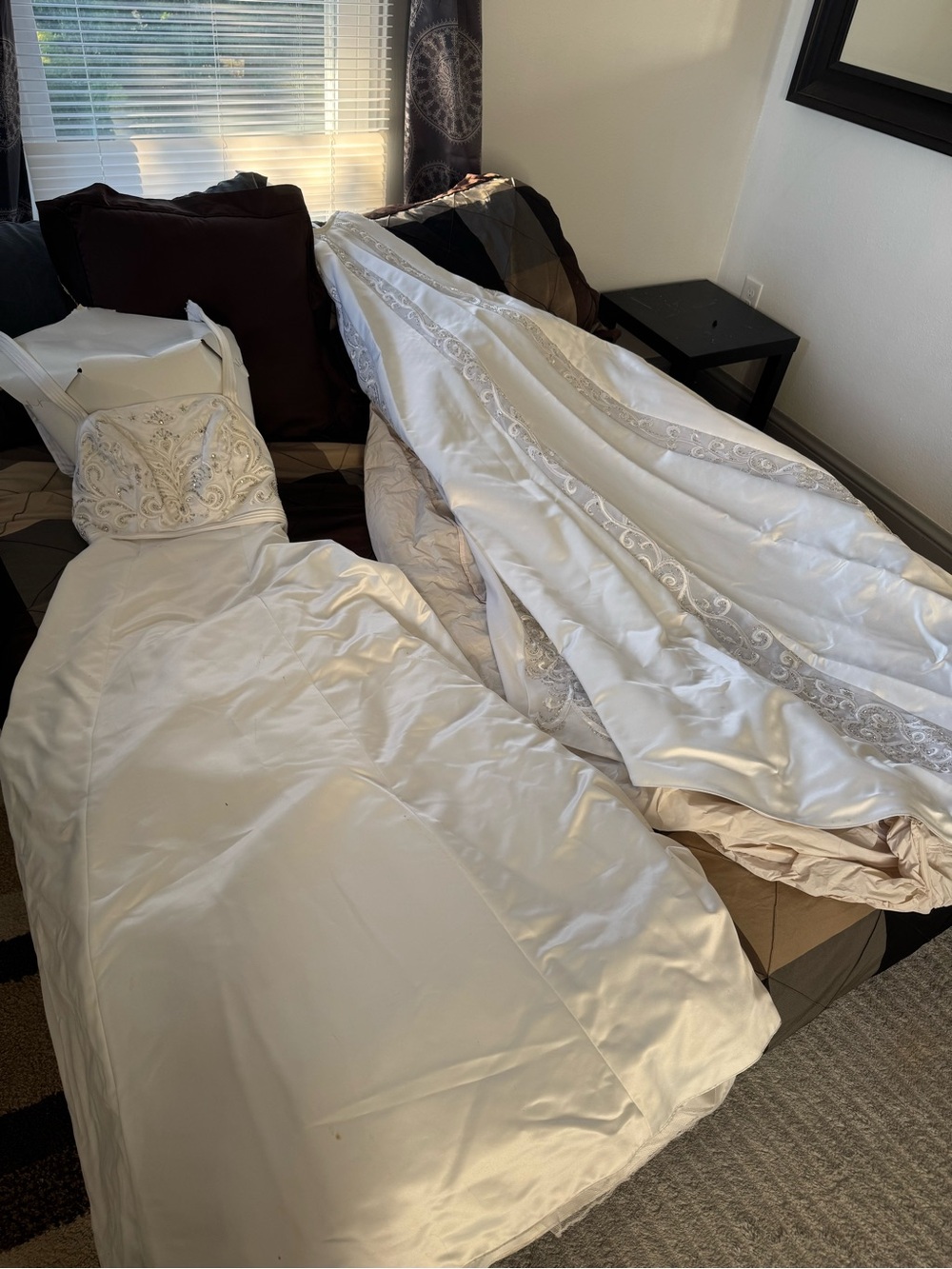 Classic White Bridal Gown with Embroidered Bodice